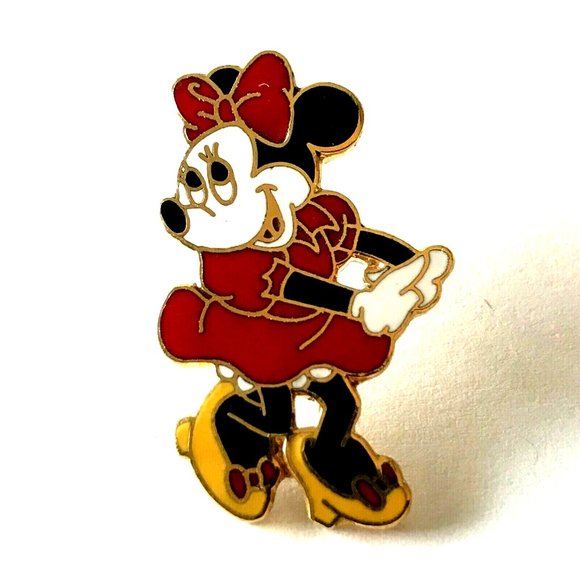 Vintage Minnie Mouse Pin Disney Designs Enamel Brooch Lapel Hat Tie Tac Signed - Picture 2 of 9